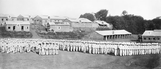 「横浜、南陣営のイギリス第１０連隊第１大隊」