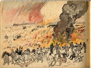 図２　八木彩霞「高嶋山ノ惨状ト全市」　八木洋美氏所蔵　当館保管