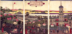 図２　横浜繁栄本町時計台神奈川県全図　当館所蔵