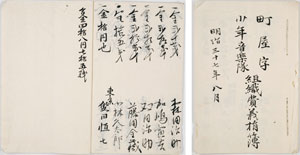 図３　町屋字少年音楽隊組織費義捐簿（表紙と末尾部分）　松本ナミ家文書（町屋町内会４-①）　当館所蔵