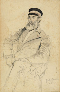 ④フィリップ・フランツ・フォン・シーボルト像　個人蔵（Constantin von Brandenstein, Schlüchtern）　絵入りロンドン・ニュースの特派員チャールズ・ワーグマンが横浜で描いた。