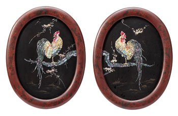 横浜青貝細工　花鳥図　飾額　明治時代　金子皓彦氏蔵