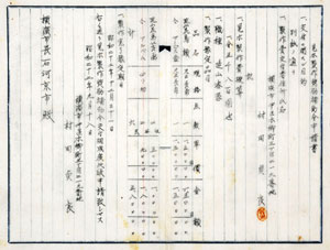 村田貞良が横浜市長石河京市に宛てた補助金申請書（村田禎男氏所蔵、開港資料館保管）