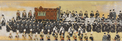 図４　明治天皇大喪儀絵巻　田中有美画　宮内公文書館蔵　佐久間道夫は東京の日比谷公園で明治天皇の葬列を見送っている。