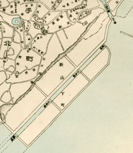 図４　横浜市平面図（部分）　横浜市役所　大正13年3月　当館蔵