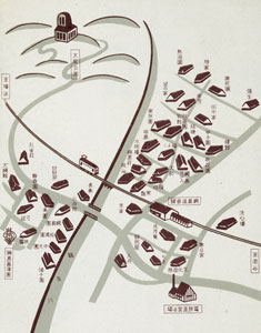 図２　綱島温泉の案内図　1935（昭和10）年頃　横浜開港資料館所蔵