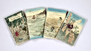 図５　日本 昔噺 （むかしばなし）のちりめん本　1887〜1888年、弘文社刊