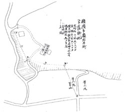 図２　横浜連隊区司令部の位置　（「用地使用願」、『明治三十五年十月 壹大日記』、防衛研究所蔵／アジア歴史資料センター公開）