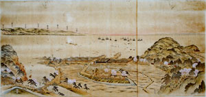 開港直後の横浜を描いた肉筆画　当館蔵（新堀豊彦氏寄贈）