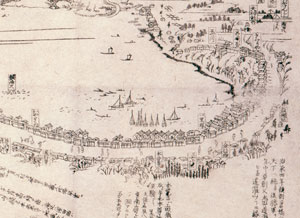 図版４　細見神奈川恵図（部分）　天保15年（1844）　当館所蔵