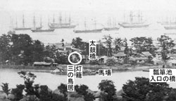 ベアト撮影「野毛山から見た横浜」に写っている弁天社