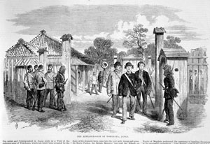 横浜の関門を警備する外国人守備隊